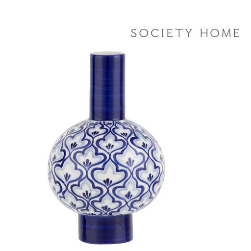 Ronis Society Home Imperial Vase 13.5x13.5x22cm Blue White