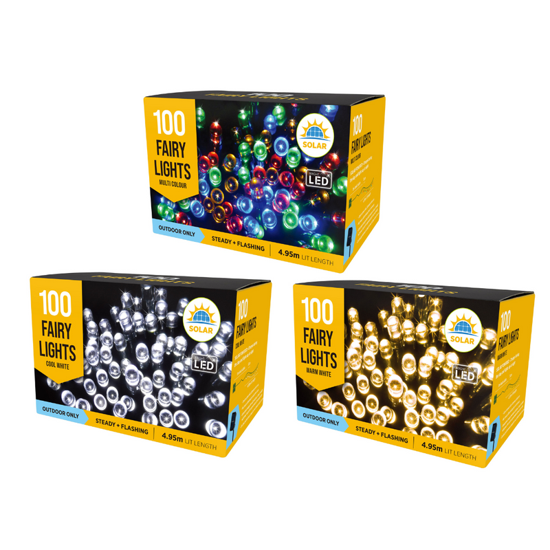 Ronis Solar LED Fairy Lights 100 LED 3 Asstd
