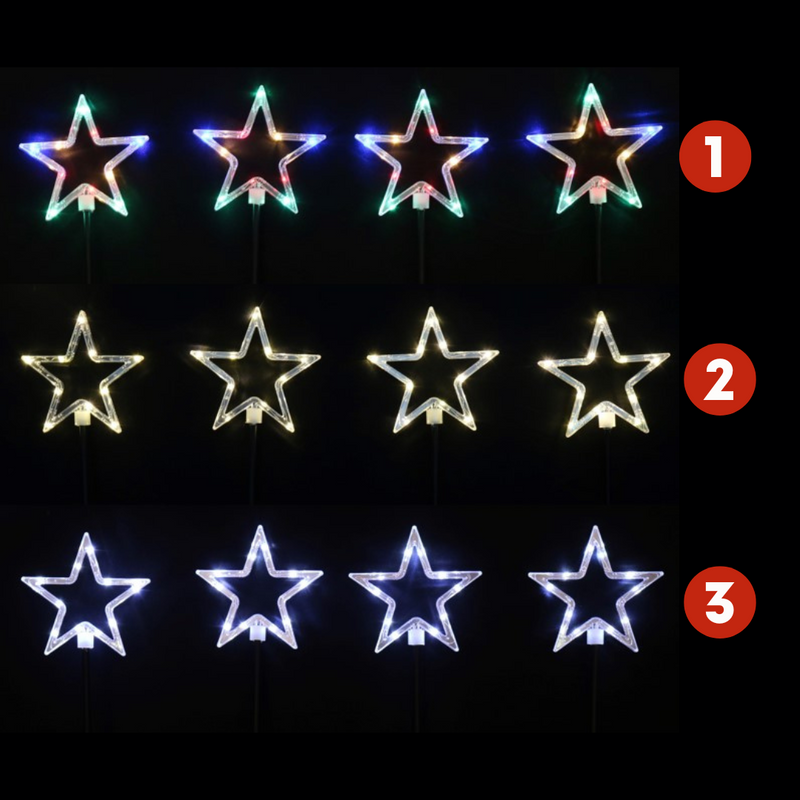Ronis Solar LED Path Stars 4pc 3 Asstd