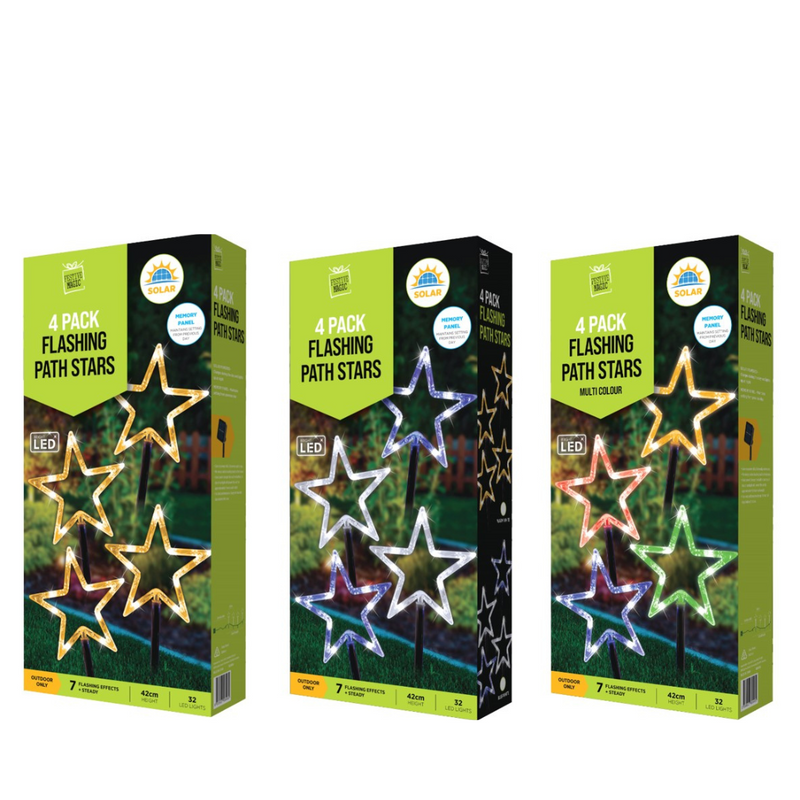 Ronis Solar LED Stars Path Lights 4pk 3 Asstd