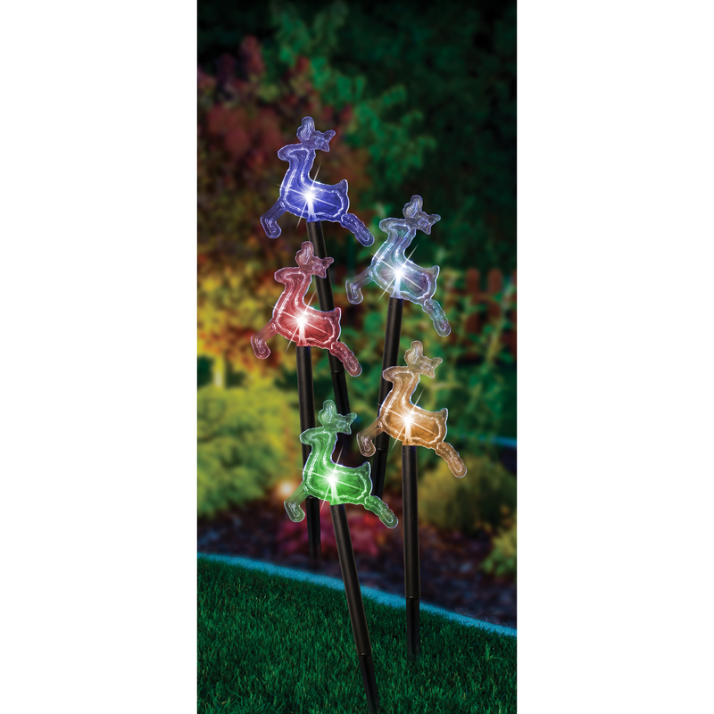 Solar Reindeer Path Lights Multicolour 5 pack