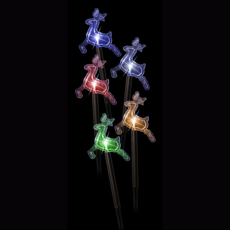 Solar Reindeer Path Lights Multicolour 5 pack