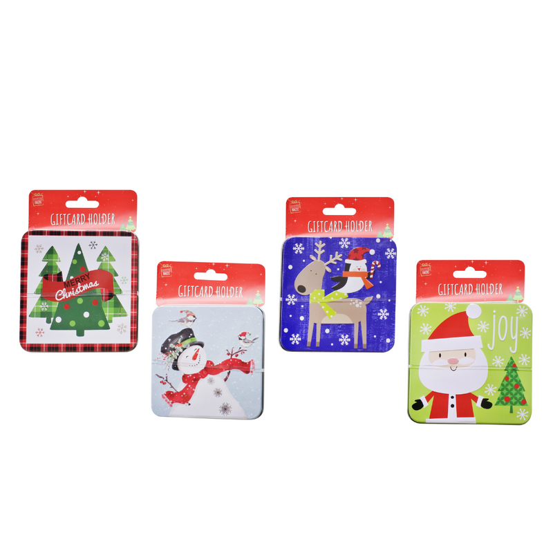 Ronis Square Tin Giftcard  10x10x1.5cm 4 Asstd