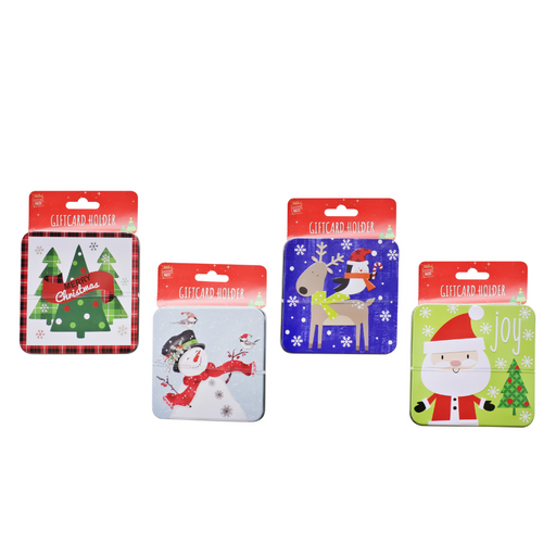 Ronis Square Tin Giftcard  10x10x1.5cm 4 Asstd