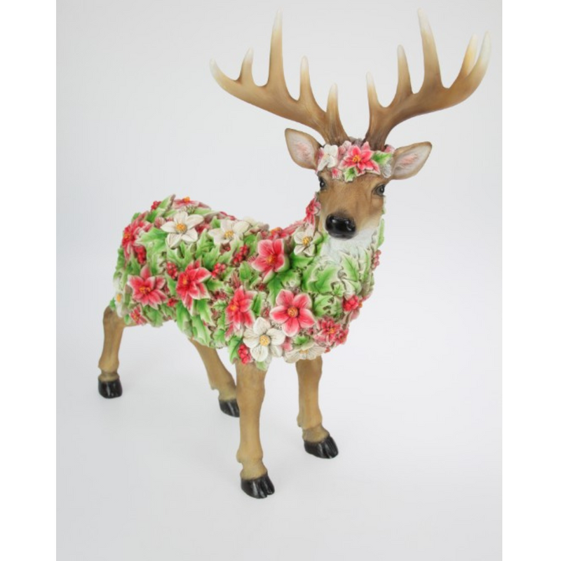Ronis Standing Deer with Floral Design 50cm