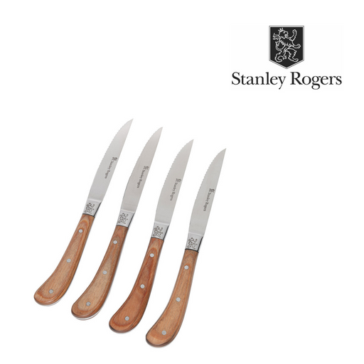 Ronis Stanley Rogers Pistol Grip Woodlands Steak Knives 4 Piece Set