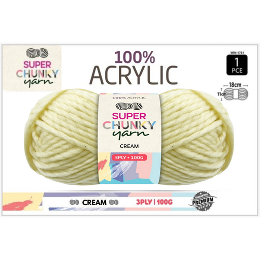Ronis Super Chunky Knit Yarn 3 Ply 100g Cream