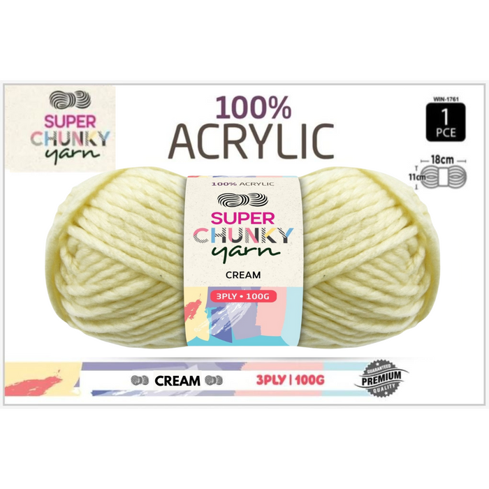 Ronis Super Chunky Knit Yarn 3 Ply 100g Cream