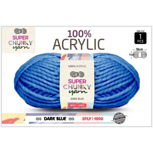 Ronis Super Chunky Knit Yarn 3 Ply 100g Dark Blue