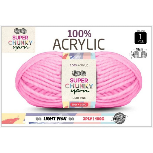 Ronis Super Chunky Knit Yarn 3 Ply 100g Light Pink