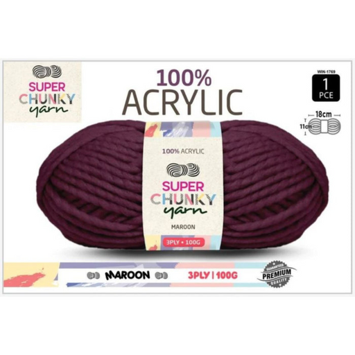 Ronis Super Chunky Knit Yarn 3 Ply 100g Maroon