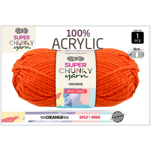 Ronis Super Chunky Knit Yarn 3 Ply 100g Orange