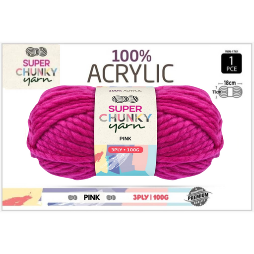 Ronis Super Chunky Knit Yarn 3 Ply 100g Pink