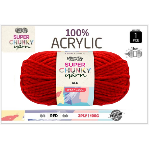Ronis Super Chunky Knit Yarn 3 Ply 100g Red