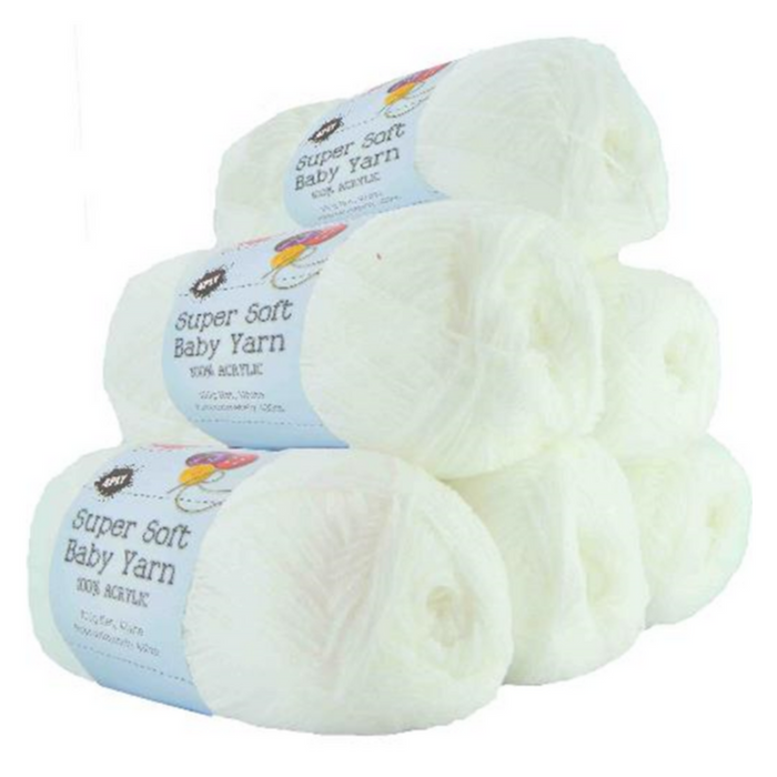 Ronis Super Soft Baby Acrylic Yarn 02 4ply 420m White