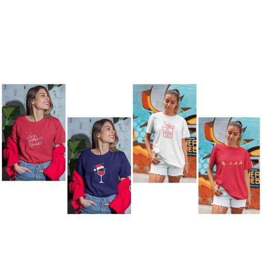 Ronis T-Shirt Ladies Foiled Christmas 4 Asstd