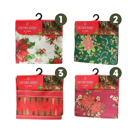 Ronis Table Runner Printed 33x183cm 4 Asstd