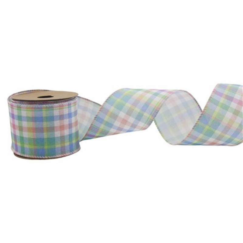 Ronis Tartan Ribbon with Wired Edge 6.3x500cm Pastel