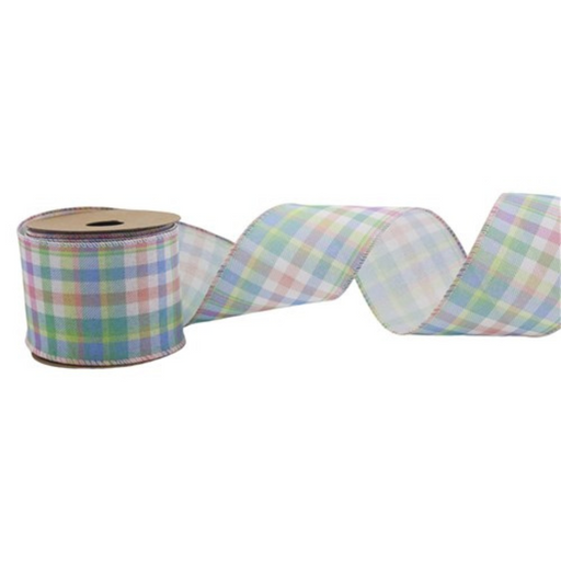 Ronis Tartan Ribbon with Wired Edge 6.3x500cm Pastel