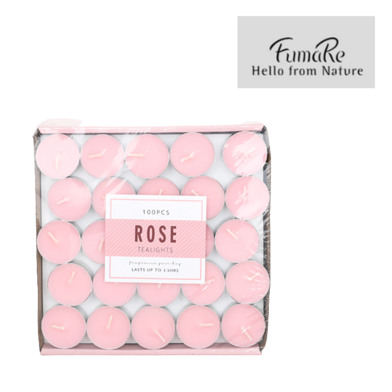 Ronis Tealight Candles 100pk Pink Rose 3.72cm