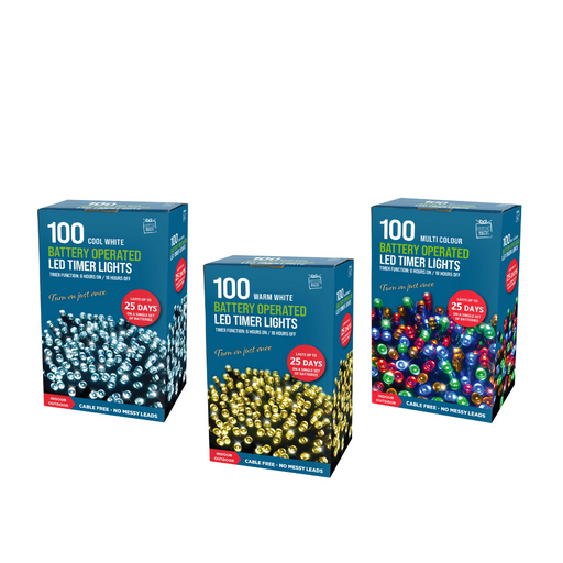 Ronis Timer Lights LED 100pc Battery Operated Assorted