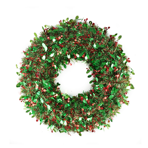 Ronis Tinsel Wreath with Holly Berry 50cm