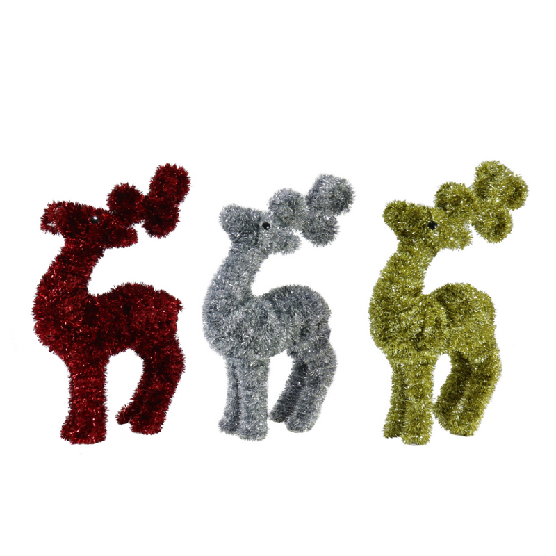 Ronis Tinsel Standing Reindeer 42cm Assorted