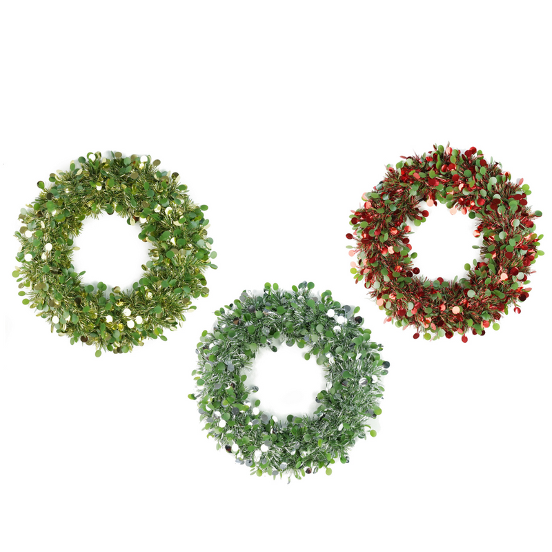 Ronis Tinsel Wreath 2 Tone Dots 30cm Assorted