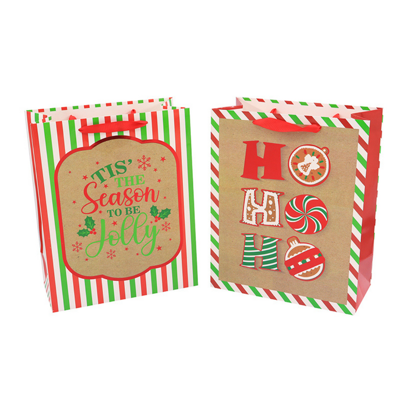 Ronis Traditional Hot Stamping Gift Bag Red Small 2pk