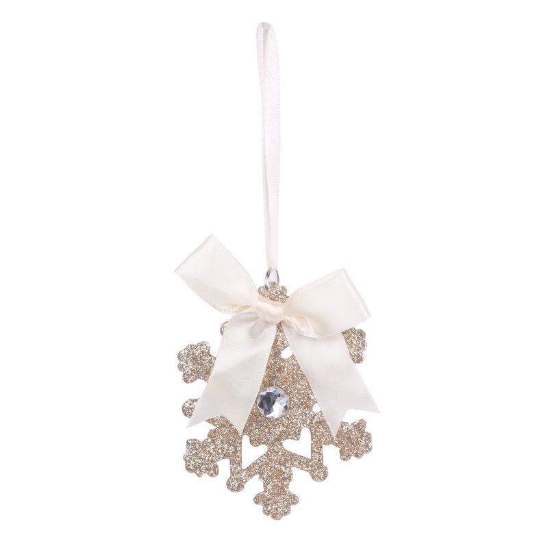 Ronis Tree Deco Snowflake with Bow Champagne 8.5cm