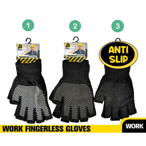 Ronis Unisex Fingerless Gloves with Grip 3 Asstd