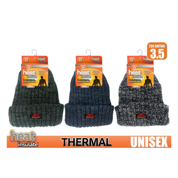 Ronis Unisex Heat Insulate Knitted Beanie 3 Asstd