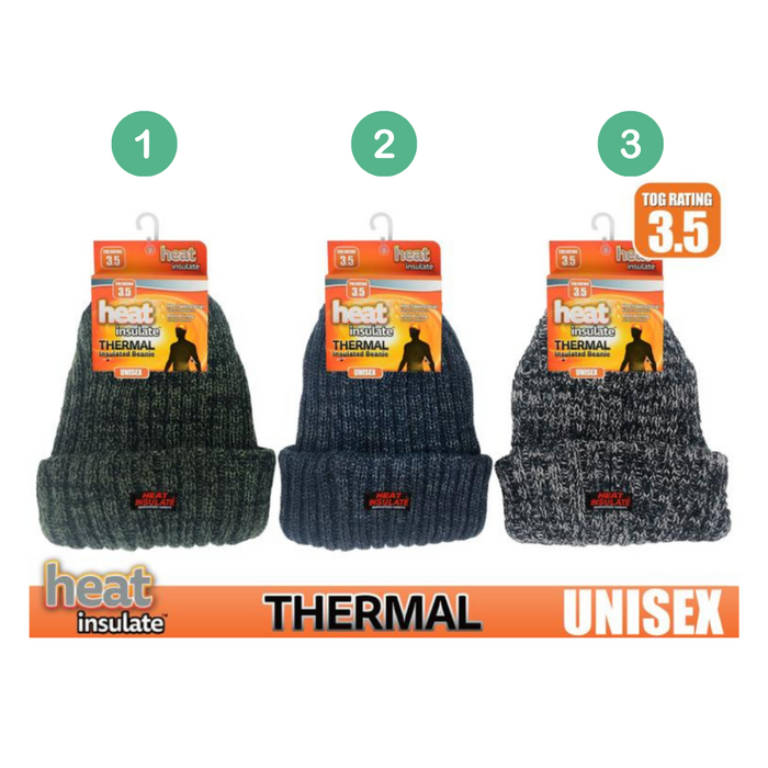 Ronis Unisex Heat Insulate Knitted Beanie 3 Asstd