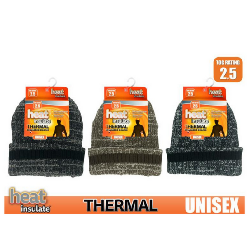 Unisex Heat Insulate Melange Beanie 3 Asstd