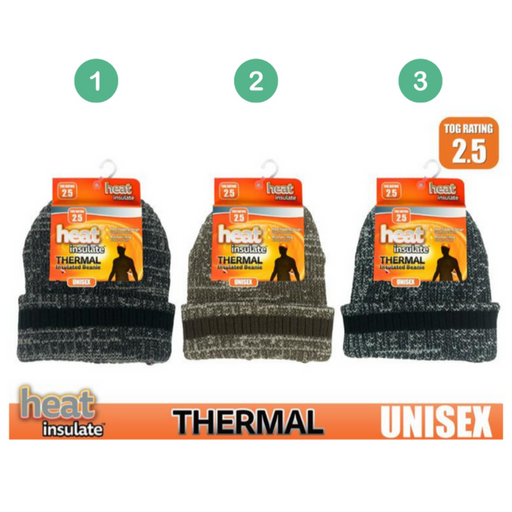 Unisex Heat Insulate Melange Beanie 3 Asstd