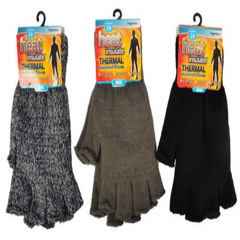 Ronis Unisex Heat Insulated Fingerless Gloves 3 Asstd