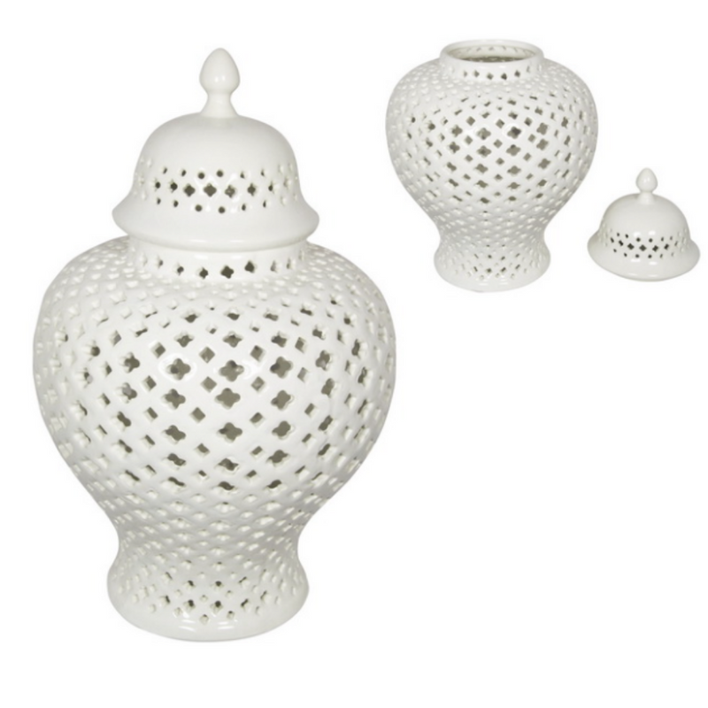 White Round Moroccan Ginger Jar 37cm