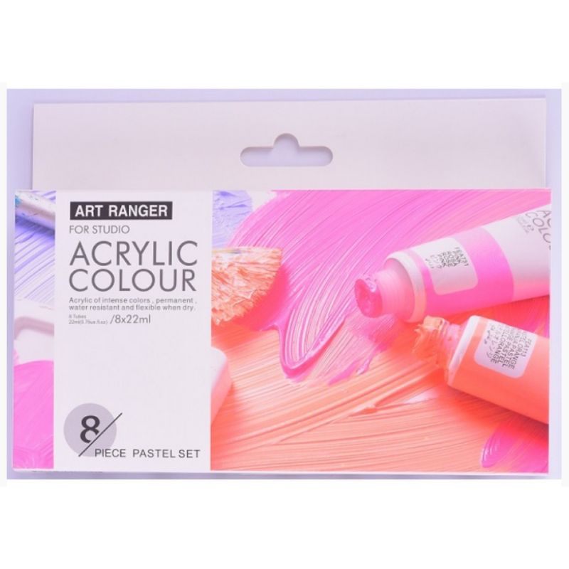 Art Ranger Brand Acrylic Paint Set 8x22ml (Pastel Colours)