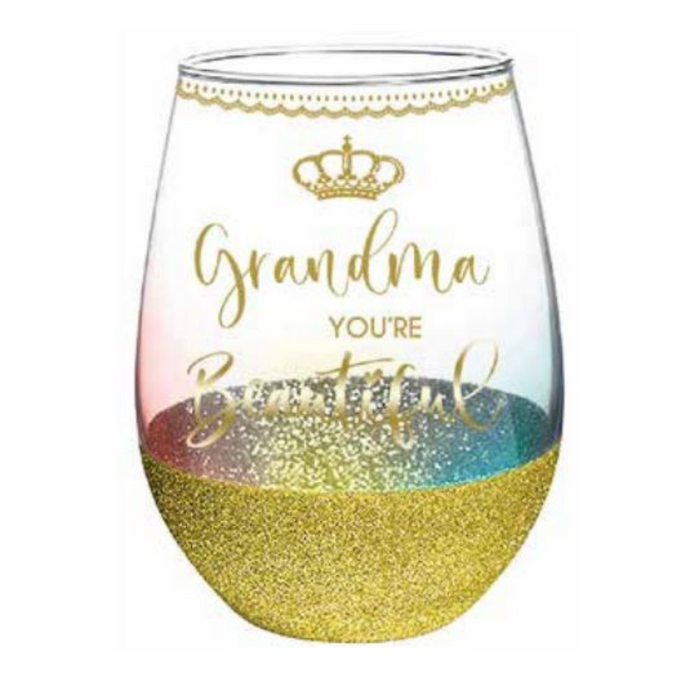 Grandma Youre Beautiful Stemless Glass Gold