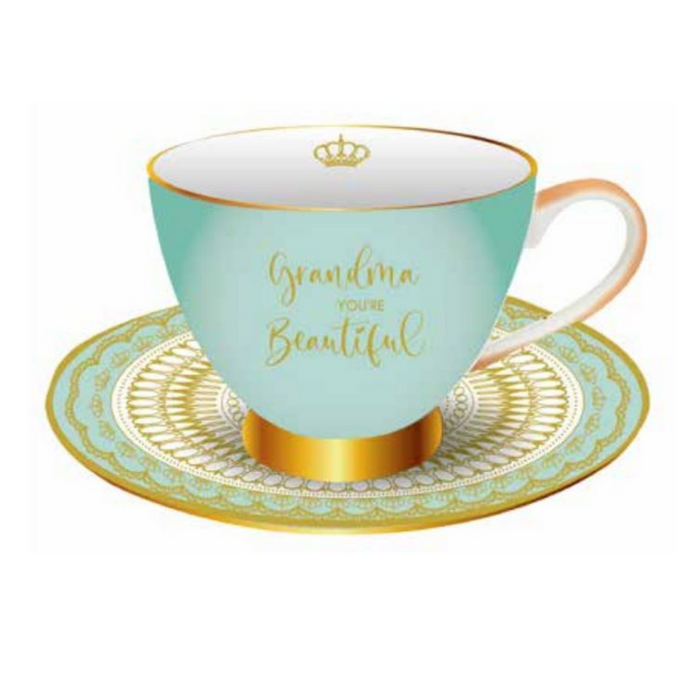 Grandma Youre Beautiful Teacup Set Mint