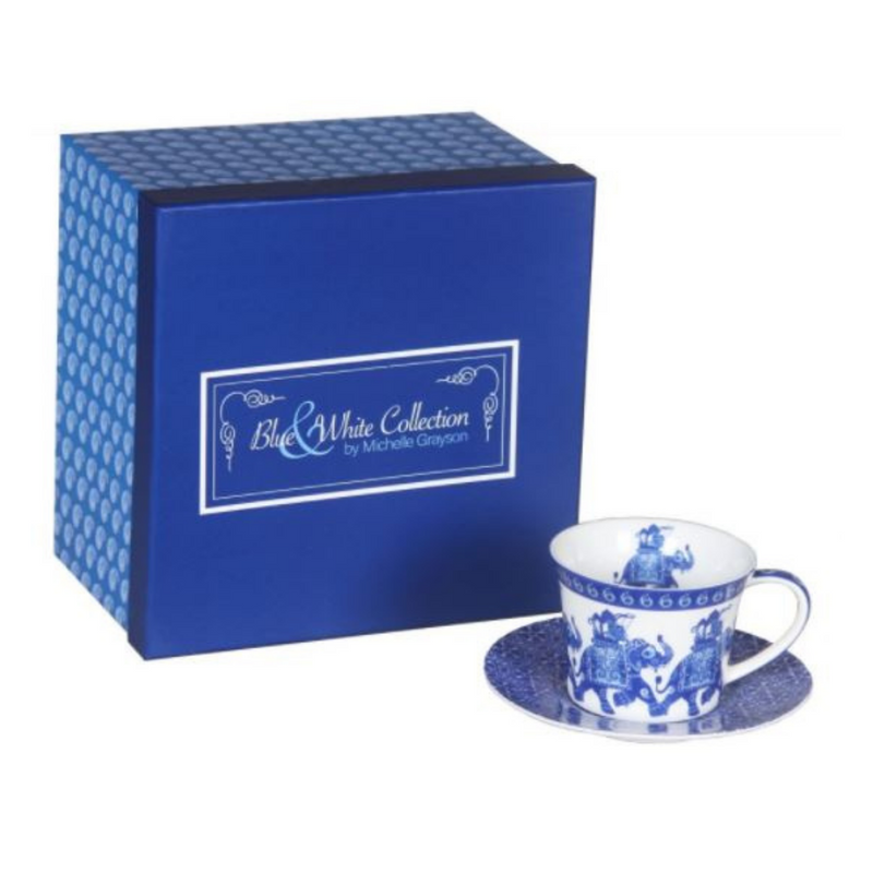 Blue and White Elephant Cup Set