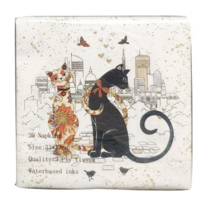 Cat Couple Napkins 20pk 33x33cm