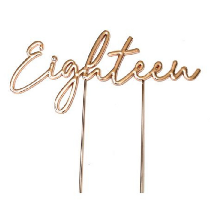 Cake Topper Rose Gold Plated Cake Topper Eighteen