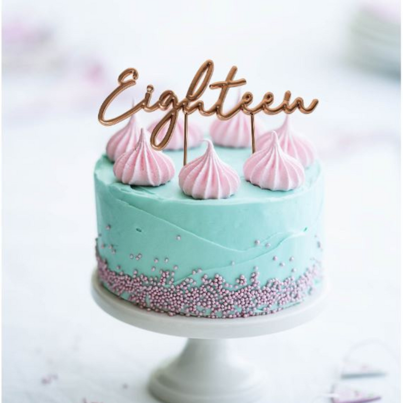 Cake Topper Rose Gold Plated Cake Topper Eighteen