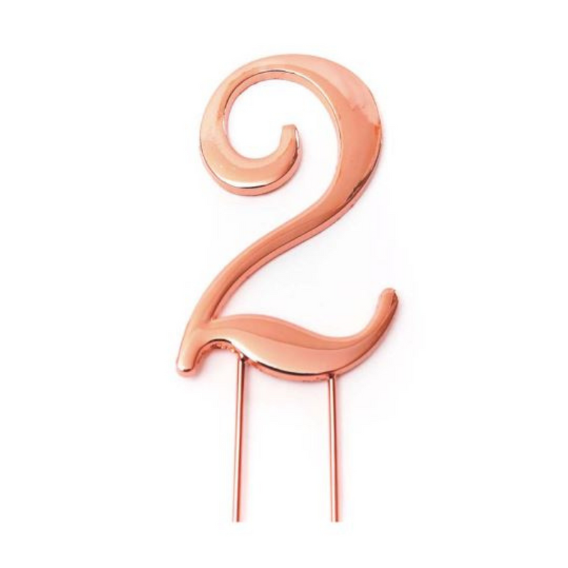 Cake Topper Number 2 Cake Topper - Rose Gold 7Cm