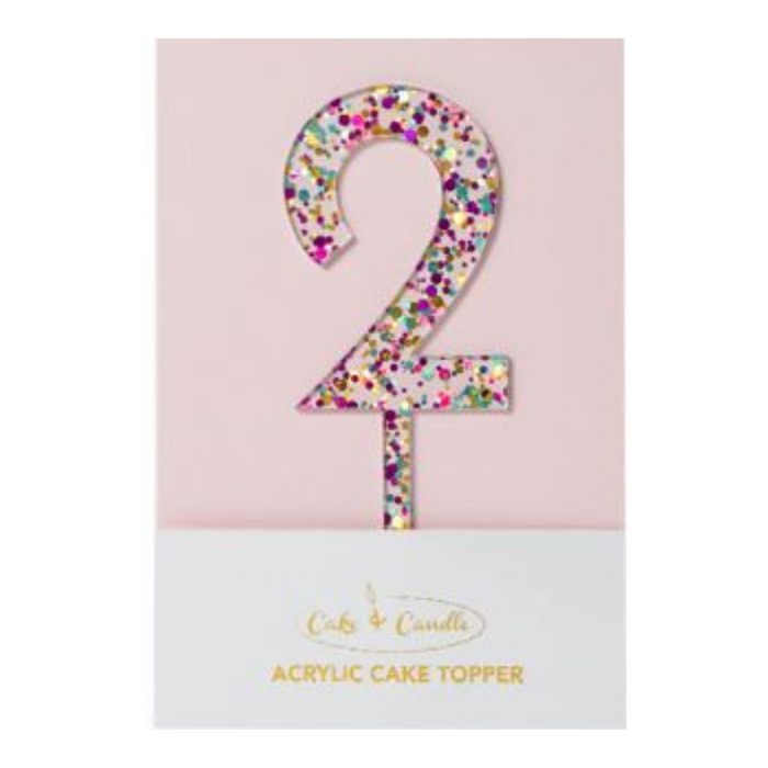 Cake Topper Number 2 Cake Topper Rainbow Glitter