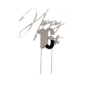 Cake Topper Happy 16Th Cake Topper Silver Metal – thumbnail