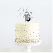 Cake Topper Happy 16Th Cake Topper Silver Metal – thumbnail