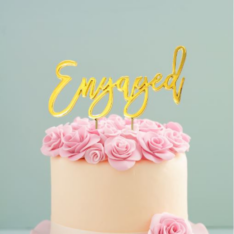 Cake Topper Engaged Cake Topper Gold Plated