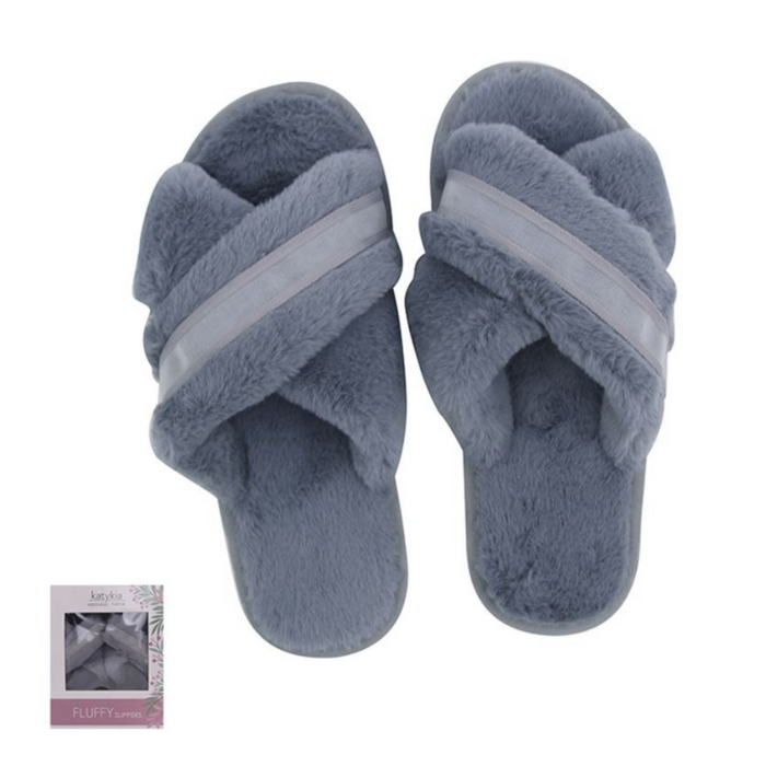 Comfy Slippers™ Fluffy Slipper Grey Size 36 to 41
